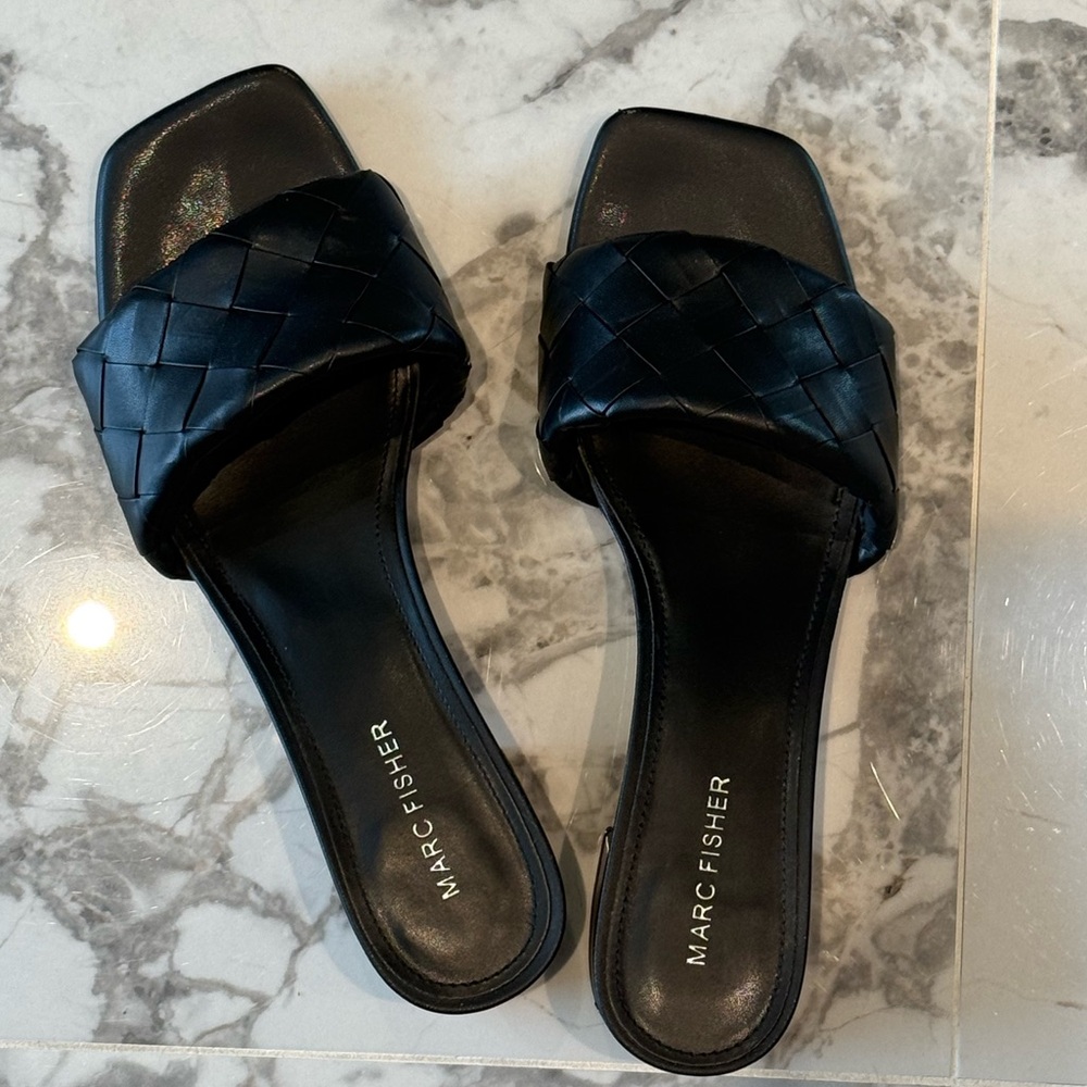 Marc Fisher Black Woven leather Sandals